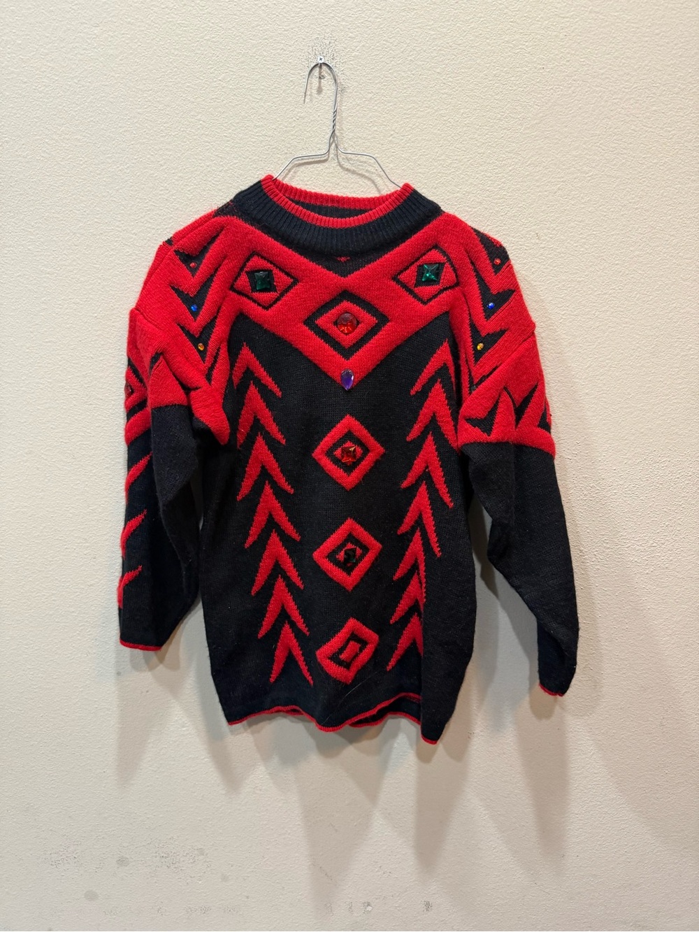 Vtg Midnight Blues Women’s Large Rhinestone Sweater Crewneck 1989